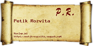Petik Rozvita névjegykártya